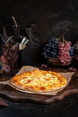 Cheese Khachapuri – Classic Georgian Bread. Traditional Georgian Bread. Traditional Georgian cuisine styled with authentic atmosphere.