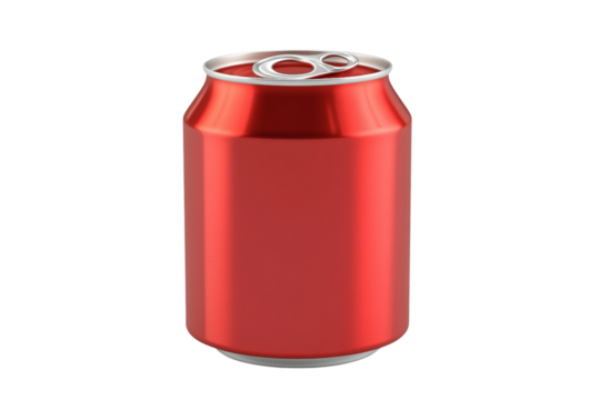 Carbonated can of soda with open tab isolated on transparent background