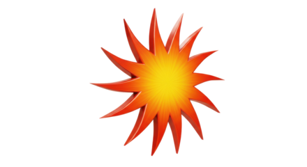 Orange and yellow starburst PNG isolated on transparent background, explosion graphic for design elements