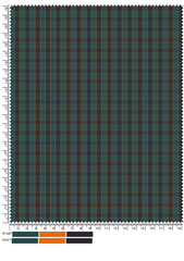 Seamless tartan pattern with a textured, woven look. Features green, gold, purple, and white stripes, creating a classic and versatile fabric design suitable for various applications.