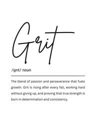 Grit Definition Printable Wall Art, Motivational Quote Poster, Digital Download Typography Print