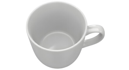 Empty white ceramic mug isolated on transparent background, ready for a drink