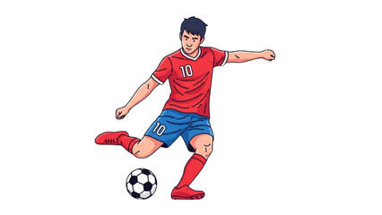 Obraz premium Soccer Player Kicking Ball – Vector Illustration of Man Against Background AI EPS PNG JPEG