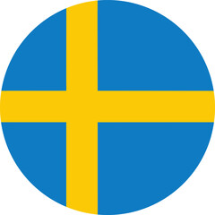 Obraz premium sweden round flag with yellow nordic cross on&nbsp;blue&nbsp;field