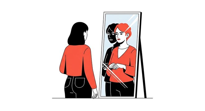 Dual Reality Mirror Concept &ndash; Vector Illustration