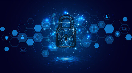 Lock icon. Cyber ​​security and data protection concepts and privacy. Innovative concept of advanced safety technology	