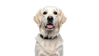 golden retriever sitting on white background
