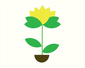  Flat Vector IllustrationSimple Floral Icon – Minimalist Yellow Blossom Isolated o