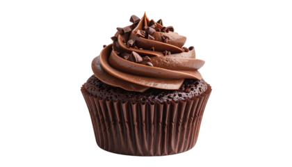 chocolate cupcake isolated on white background