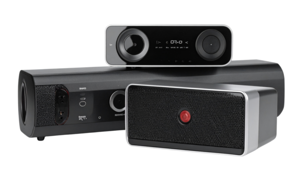 Sleek Soundbar Speaker System with Subwoofer Variation, isolated on transparent background