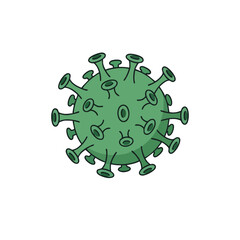 Green Coronavirus Illustration Depicting the Microscopic Structure and Spikes
