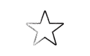 Obraz premium Hand drawn star isolated on white background, with rough edges and a textured appearance