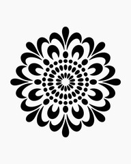 Elegant Black and White Floral Mandala Design with Intricate Patterns and Symmetrical Beauty for Creative Projects