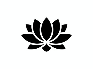 Elegant Black Lotus Flower Symbol on White Background for Yoga Meditation and Spiritual Practices Graphic Design Elements