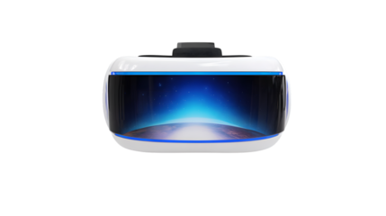 Virtual reality headset front view on transparent png background