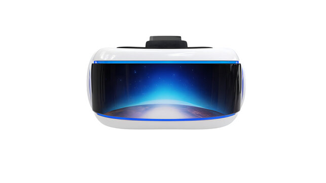 Virtual reality headset front view on transparent png background