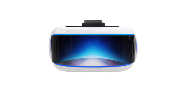 Virtual reality headset front view on transparent png background