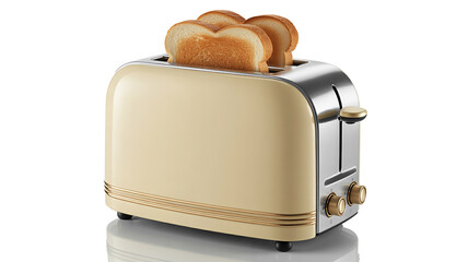 Retro cream toaster with golden brown toast slices