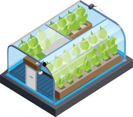 Vector space colony with farming pods connected by tunnels