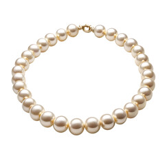 Obraz premium Necklace of lustrous cream pearls with a gold clasp on a black background graphic design isolated on a transparent background