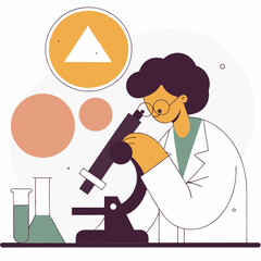 Scientist observing samples under microscope in laboratory setting  