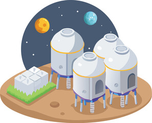 Cartoon vector illustration set of a space shuttle launch symbol design in space