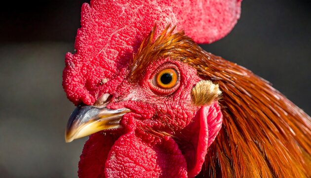 Close-up rooster head, vibrant colors