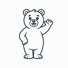 A charming cartoon bear character waves its paw in a friendly greeting, radiating warmth and cheerfulness, suitable for children's content and designs.