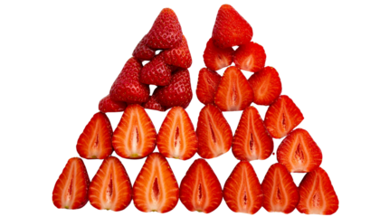 Strawberry Fruit Bundle Featuring Stacked and Loose Arrangements, isolated on transparent background