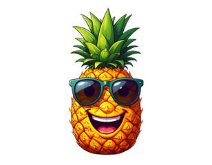 Cute Cartoon Pineapple with Sunglasses – Transparent PNG background 