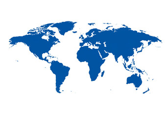 Obraz premium Vibrant blue world map graphic digitally rendered for global business presentations and educational content, showcasing continents and oceans.