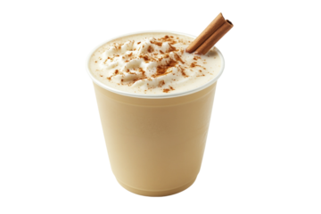 Cozy chai latte with cinnamon stick isolated on transparent background