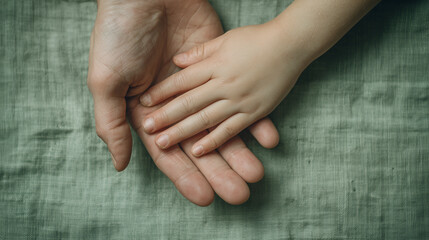 Child’s hand in adult hands symbolizing safety and protection