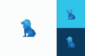 Polygonal lion silhouette logo in geometric style, abstract wild animal branding, strong majestic emblem, modern king identity, creative polygon art concept, professional corporate design.