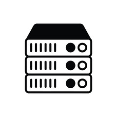 Stacked server racks with lights and vents icon