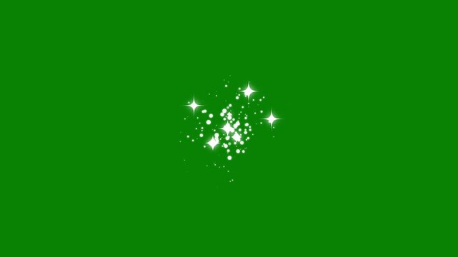 Twinkling cartoon stars and glitter FX, flat smoke bursts, comic manga flashes, fast twinkling stars animated, twinkling stars animation on green screen background. loop video 4k