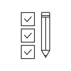 Obraz premium icons. icons of a finished work. finished work. done. a black and white icon with lines. different shapes with a completed task. a completed task.