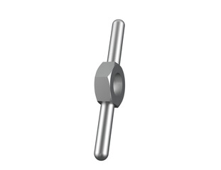 Silver metallic tightening lever, an industrial mechanical part, designed for secure fastening. Rendered in high definition on a PNG Transparent HD Background, perfect for technical projects or