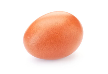 One raw chicken egg isolated on white