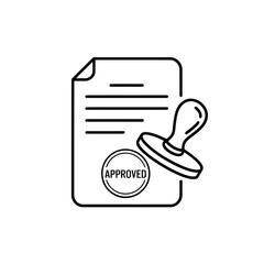 Document approved stamp icon with official seal