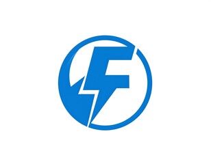 Bold blue "F" logo with lightning