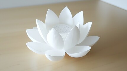 Single lotus flower isolated on pure white background, minimal clean design style