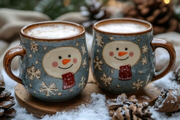 mugs with snowman faces.