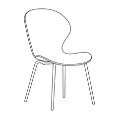 Modern chair in line art style with black and white