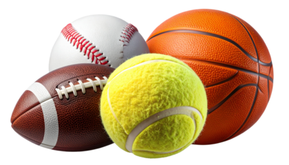 Set of Sports Balls Isolated on Transparent Background PNG