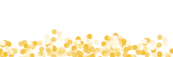 Light bokeh blur with golden glow and glitter. Vibrant abstract border with shiny circles, sparkle