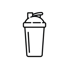 Simple line art icon of a protein shaker bottle