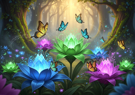 Pink and purple watercolor butterfly on a floral spring blossom pattern vector design illustration