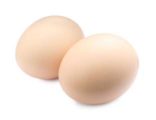 Two raw chicken eggs isolated on white