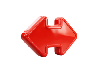 Red 3D Arrow Symbol Pointing Left and Right on Black back button isolated on a transparent background